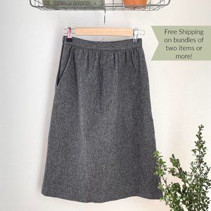 Vintage Midi Skirt Gray Wool Sz XS